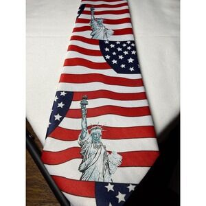 Rene Chagall Statue of Liberty American Flag Necktie